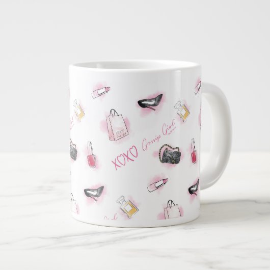 Roddel meisje make-up patroon grote koffiekop (Voorkant rechts)