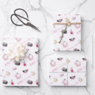 Roddel meisje make-up patroon inpakpapier vel