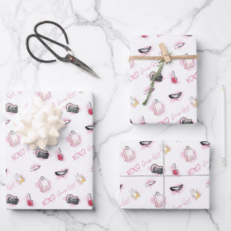 Roddel meisje make-up patroon inpakpapier vel