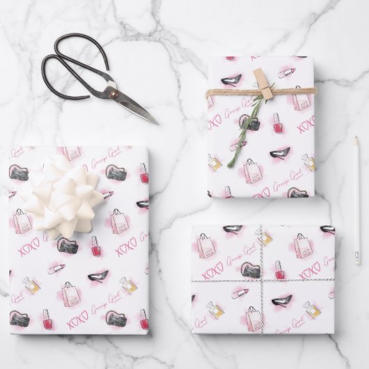 Roddel meisje make-up patroon inpakpapier vel (Voorkant)