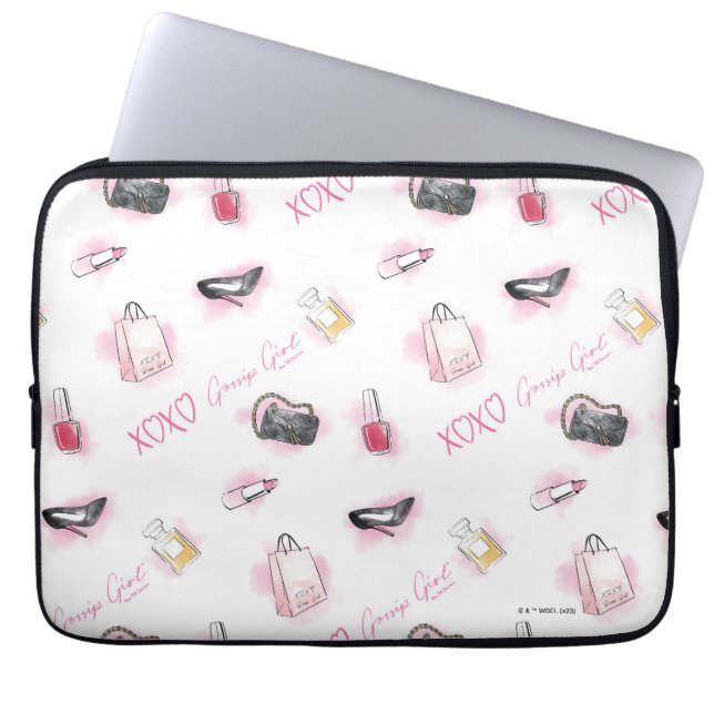 Roddel meisje make-up patroon laptop sleeve (Voorkant)