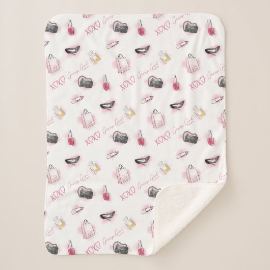 Roddel meisje make-up patroon sherpa deken (Voorkant)