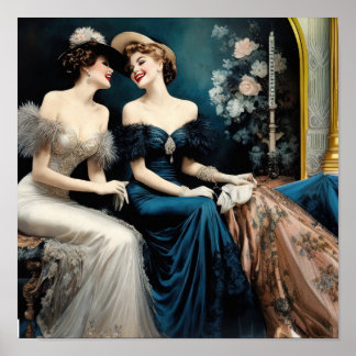 Roddelen twee dames lachen poster