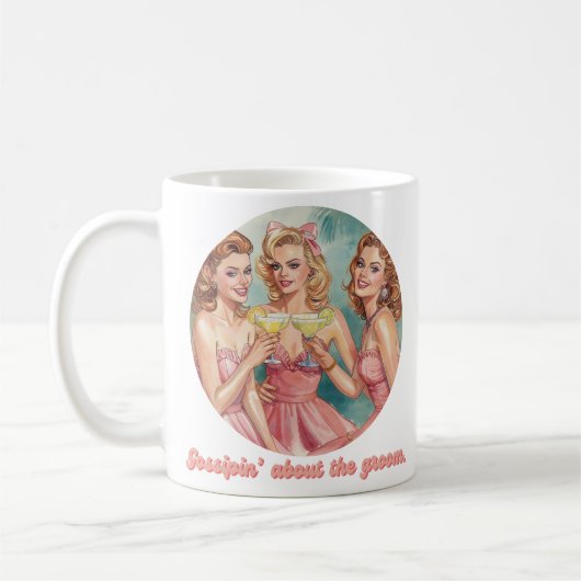 Roddels over de Bruidegom Retro Bruidsmeisjes Koffiemok (Links)