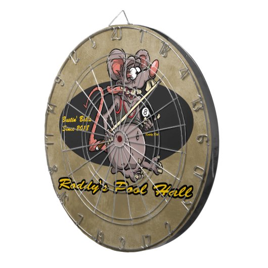 Roddy Rat Cartoon Rat Fink Billiards Pool Hall Dartbord (Voorkant Rechts)