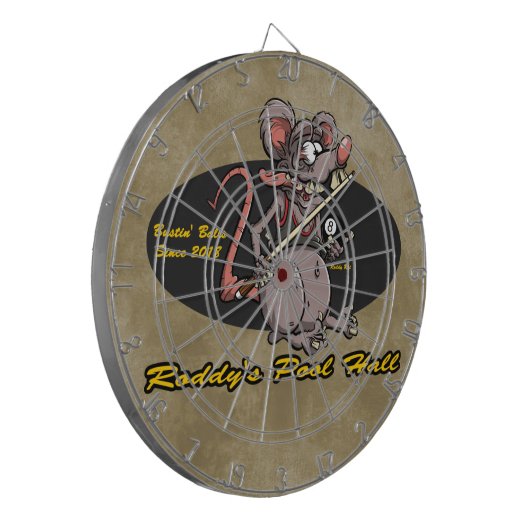 Roddy Rat Cartoon Rat Fink Billiards Pool Hall Dartbord (Voorkant Links)