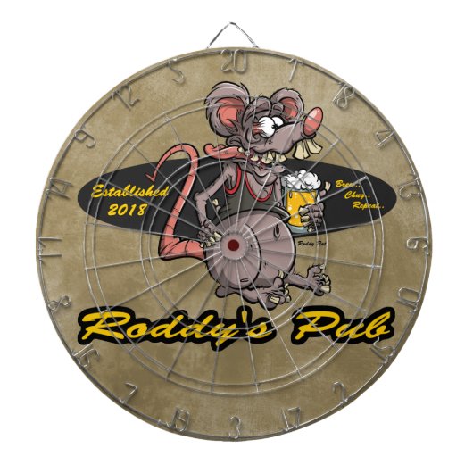 Roddy Rat Cartoon Rat Fink Graphic Beer Pub Bar Dartbord (Voorkant)