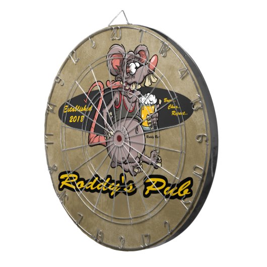 Roddy Rat Cartoon Rat Fink Graphic Beer Pub Bar Dartbord (Voorkant Rechts)