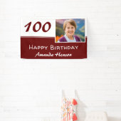 Rode 100e verjaardagsfeest Foto Achtergrond Spandoek (Insitu)