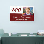 Rode 100e verjaardagsfeest Foto Achtergrond Spandoek (Beurs)