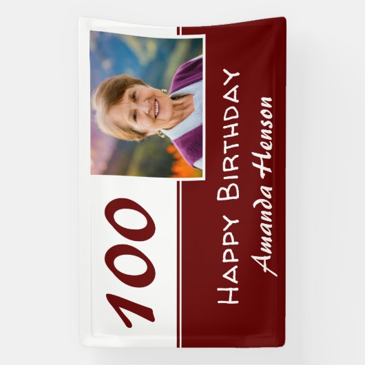 Rode 100e verluetdag feest foto achtergrond spandoek (Verticaal)