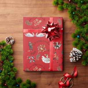 Rode 12 dagen van kerst vakantie cadeaupapier