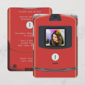 Rode 2000s Flip Telefoon Verjaardag Kaart (Voorkant / Achterkant)