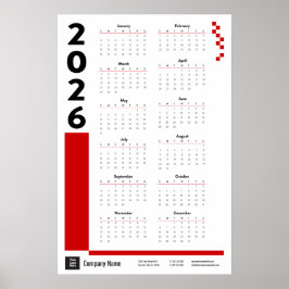 Rode 2026 Bedrijfsmuurkalenderposter Poster