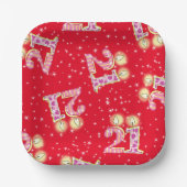 Rode 21e verjaardag papieren bordje (Voorkant)