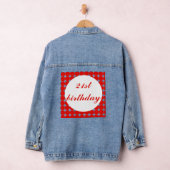 Rode 21e verjaardag tekst cirkels denim jacket (Hangar)