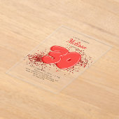 Rode 30ste ballonnen Confetti Acryl Uitnodigingen (Laagn)