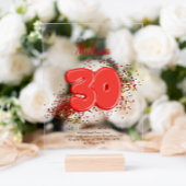 Rode 30ste ballonnen Confetti Acryl Uitnodigingen