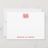 Rode 3 Initiële Wijngaard Script Monogram Doe-het- Bedankkaart (Voorkant)
