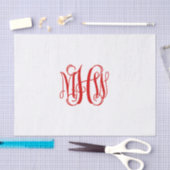 Rode 3 Initiële Wijnstok Script Monogram Doe-het-z Tissuepapier (Craft)