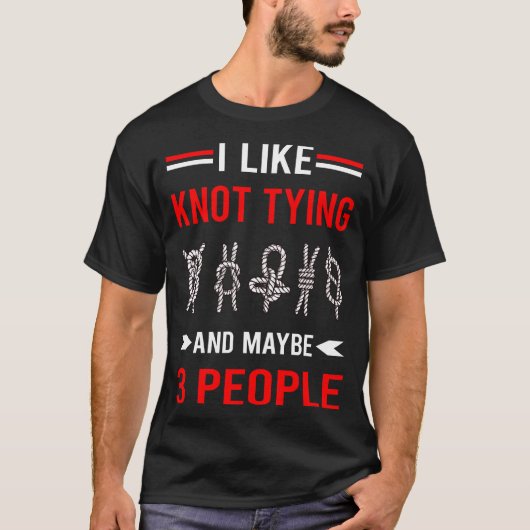 Rode 3 Mensen Knot Tying T-shirt (Voorkant)