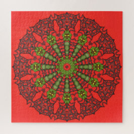 Rode 3D Art Mandala Legpuzzel