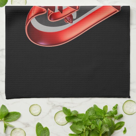 Rode 3D harten Theedoek (Gevouwen)