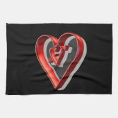 Rode 3D harten Theedoek (Horizontaal)