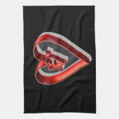 Rode 3D harten Theedoek (Verticaal)