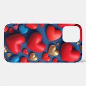 Rode 3D Hartjes Dagelijkse Bescherming Greep Dagel Case-Mate iPhone Case (Achterkant (horizontaal))