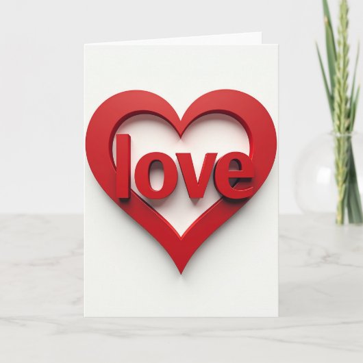 Rode 3D Liefdeshart Kaart (Voorkant)