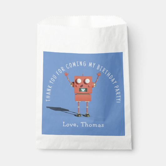 Rode 3D robot kinderen verjaardagsfeestje dank u Bedankzakje (Voorkant)