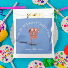 Rode 3D robot kinderen verjaardagsfeestje dank u Bedankzakje