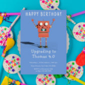 Rode 3D robot kinderen verjaardagsfeestje Kaart