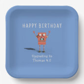 Rode 3D robot kinderen verjaardagsfeestje Papieren Bordje (Voorkant)