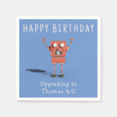 Rode 3D robot kinderen verjaardagsfeestje Servet (Voorkant)