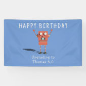 Rode 3D robot kinderen verjaardagsfeestje Spandoek (Horizontaal)