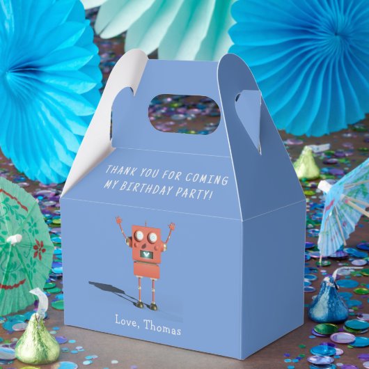 Rode 3D robot kinderverjaardagsfeestje bedankt Bedankdoosjes (Feest)