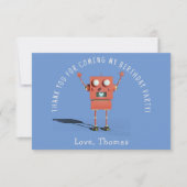 Rode 3D robot kinderverjaardagsfeestje dank je Bedankkaart (Voorkant)