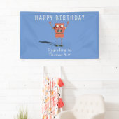 Rode 3D robot kinderverjaardagsfeestje Spandoek (Insitu)