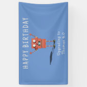 Rode 3D robot kinderverjaardagsfeestje Spandoek (Verticaal)