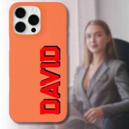 Rode 3D Zwarte Moderne Naam | Grappige Neon Koraal iPhone 16 Pro Max Hoesje