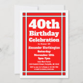 Rode 40e verjaardag kaart (Voorkant)