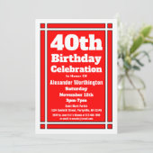 Rode 40e verjaardag kaart (Staand voorkant)