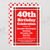 Rode 40e verjaardag kaart (Voorkant / Achterkant)