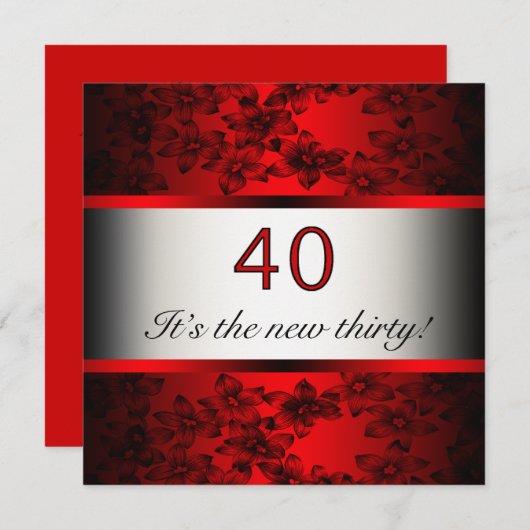 Rode 40ste verjaardag uitnodiging (Voorkant / Achterkant)