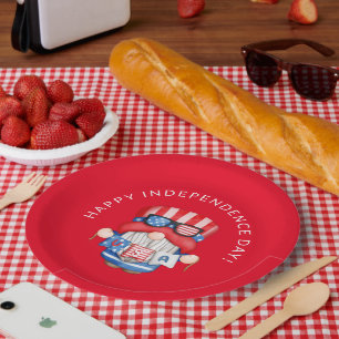 Rode 4 juli kabouter onafhankelijkheidsdag feestje papieren bordje