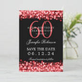 Rode 60ste verjaardag Bewaar de datum Kaart (Staand voorkant)