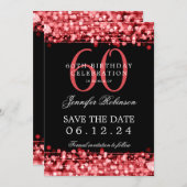 Rode 60ste verjaardag Bewaar de datum Kaart (Voorkant / Achterkant)