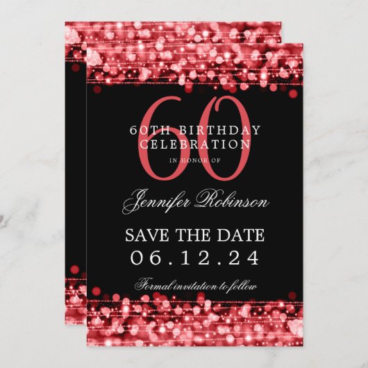 Rode 60ste verjaardag Bewaar de datum Kaart (Voorkant / Achterkant)
